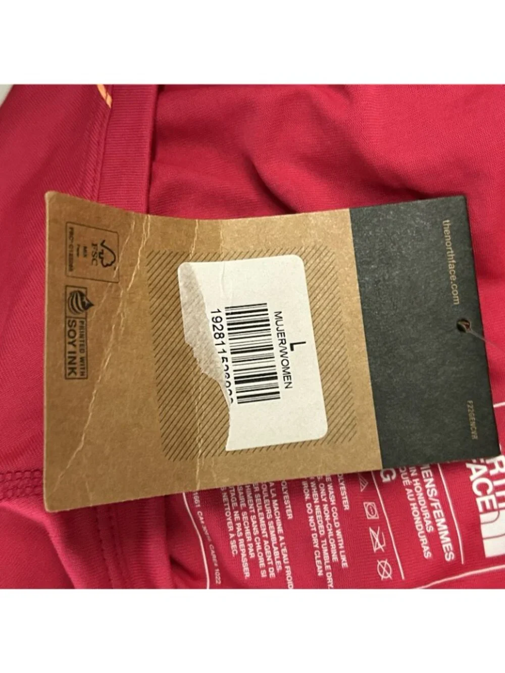 The North Face Women’s L Pink Abstract Logo Crew Neck Short Sleeve T-Shirt NWT - Picture 7 of 11